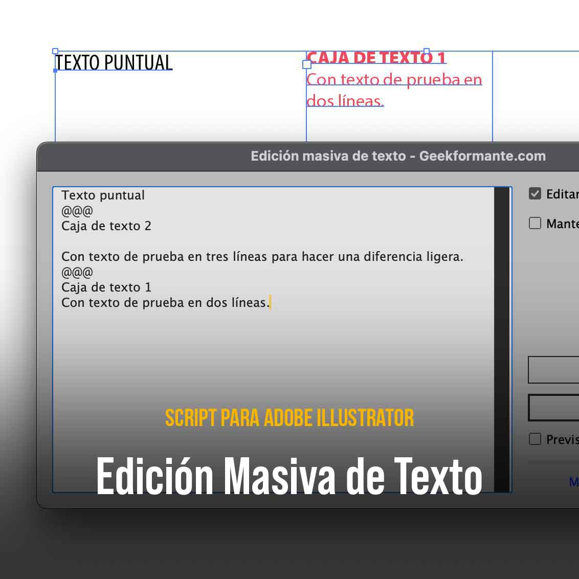 Edición Masiva de Texto - Script para Adobe Illustrator